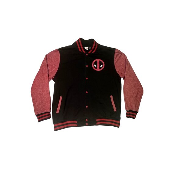 Marvel Deadpool XL Varsity Jacket Black & Red Cotton Blend - Picture 5 of 7